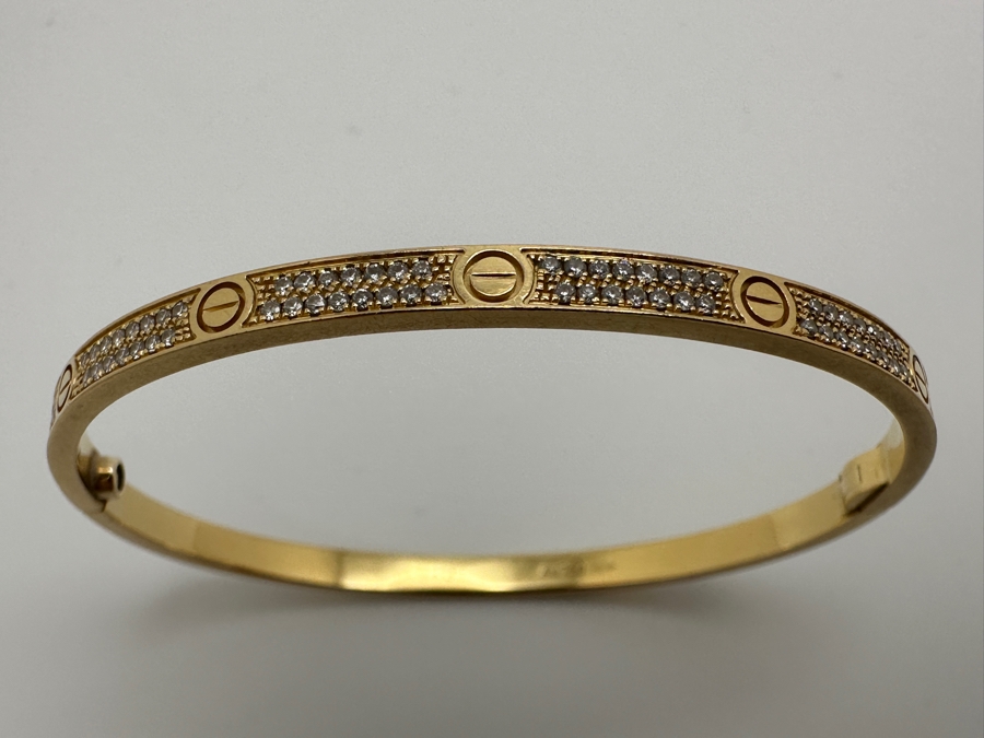 18k Gold Bracelet With (180) 1mm Round Brilliant Diamonds 2 3/8'W 15.9g Retails $7,500 [Photo 3]