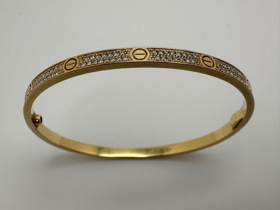 18k Gold Bracelet With (180) 1mm Round Brilliant Diamonds 2 3/8'W 15.9g Retails $7,500 [Photo 2]