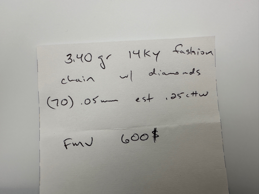 14k Gold Chain Necklace With Diamond Pendant Set With (70) .05mm Diamonds Est. .25cttw 3.4g Retails $1,200 [Photo 9]