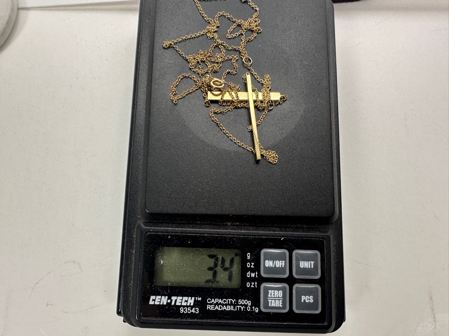 14k Gold Chain Necklace With Diamond Pendant Set With (70) .05mm Diamonds Est. .25cttw 3.4g Retails $1,200 [Photo 8]