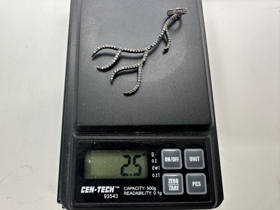 Sterling Silver Pendant Set With Diamonds 2'H 2.5gRetails $350 [Photo 8]