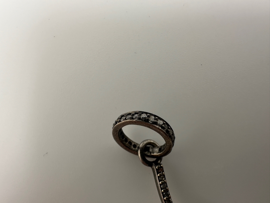 Sterling Silver Pendant Set With Diamonds 2'H 2.5gRetails $350 [Photo 6]