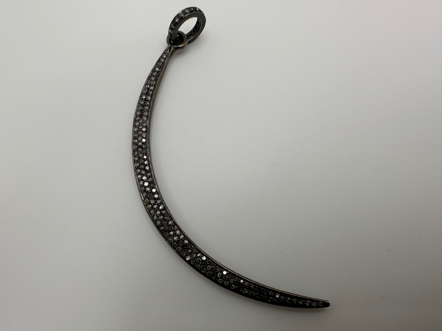 Sterling Silver Pendant Set With Diamonds 3'H 6g Retails $350 [Photo 2]