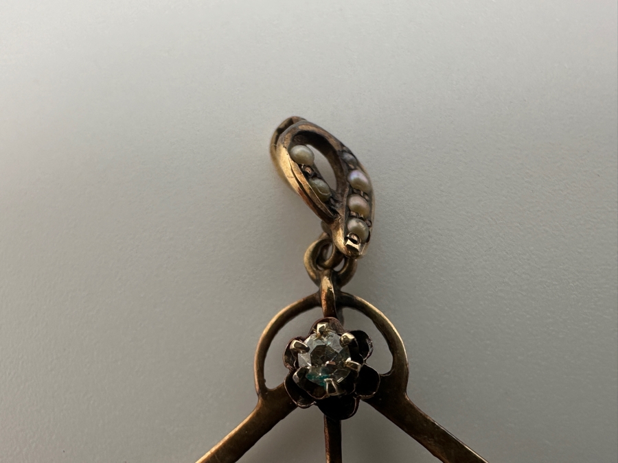 Vintage 14k Gold Pendant With Diamond, Pearl & Amethyst Accents 2.5'H 2.3g Retails $500 [Photo 5]