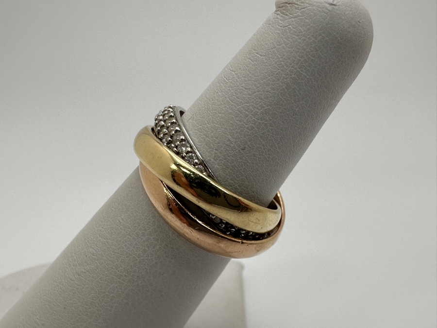 14k Gold Yellow, Rose & White Ring Set With (80) .1mm Round Diamonds Est. .40cttw Size 6 7.9g Retails $2,600 [Photo 5]