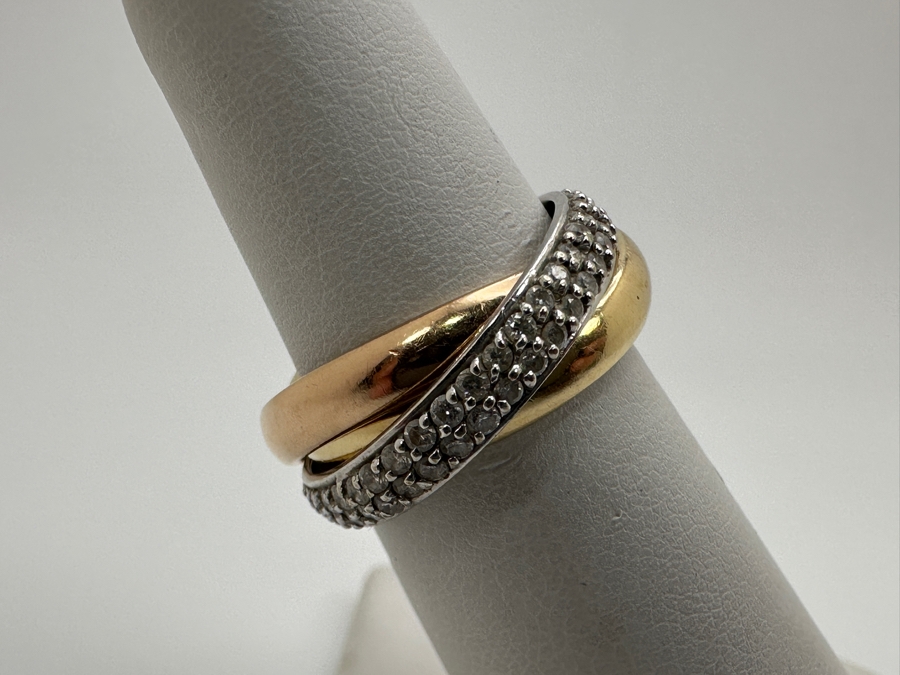 14k Gold Yellow, Rose & White Ring Set With (80) .1mm Round Diamonds Est. .40cttw Size 6 7.9g Retails $2,600 [Photo 4]