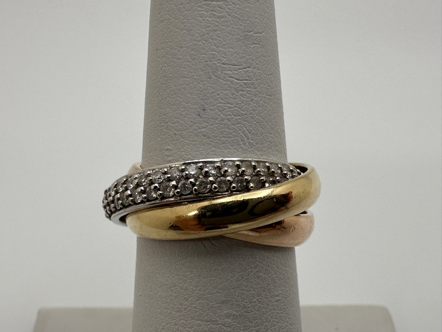 14k Gold Yellow, Rose & White Ring Set With (80) .1mm Round Diamonds Est. .40cttw Size 6 7.9g Retails $2,600 [Photo 3]