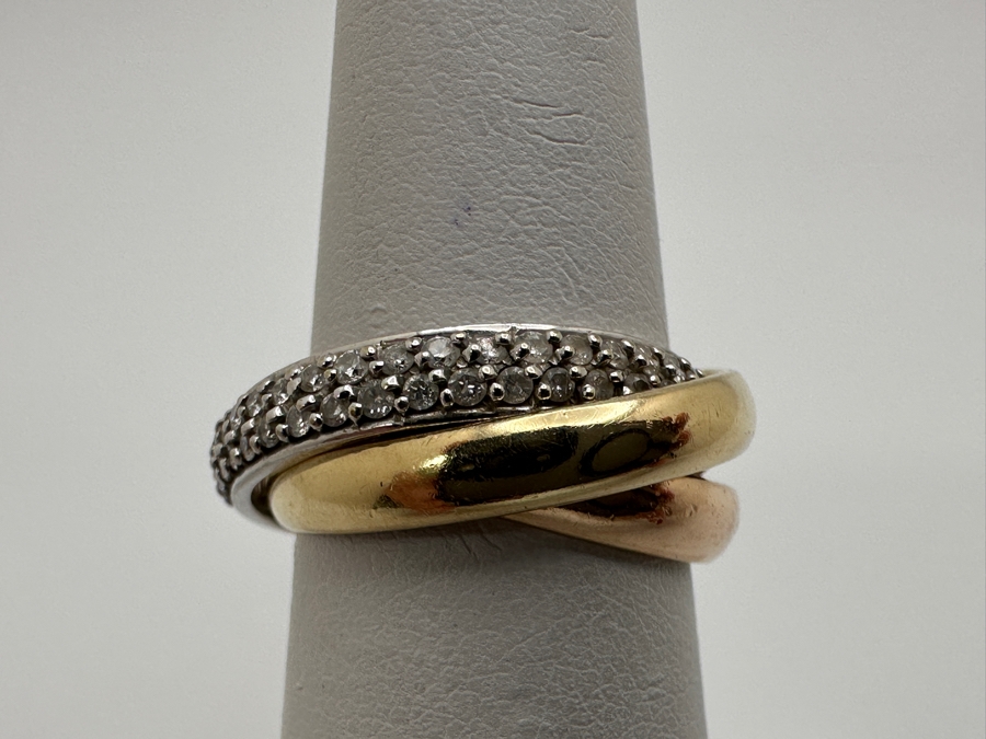 14k Gold Yellow, Rose & White Ring Set With (80) .1mm Round Diamonds Est. .40cttw Size 6 7.9g Retails $2,600 [Photo 2]
