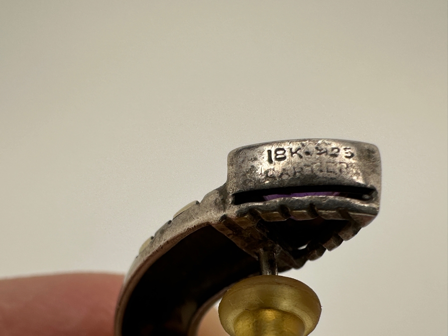 Sterling Silver Earrings With Gold Accents And Amethyst Trillion Stones 5.9g Retails $400 [Photo 5]