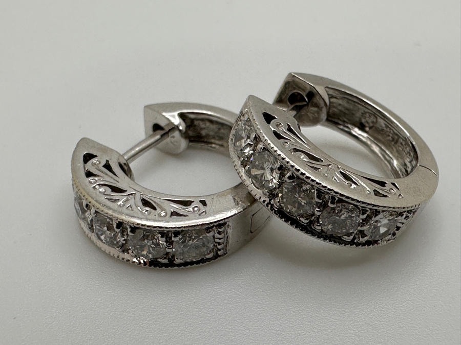 14k Gold Diamond Earrings Set With (10) 3mm Round Diamonds SI1-SI2 F-G Color Est. 1.0cttw 5.0g Retails $3,000 [Photo 2]