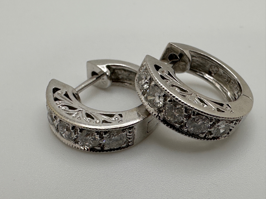 14k Gold Diamond Earrings Set With (10) 3mm Round Diamonds SI1-SI2 F-G Color Est. 1.0cttw 5.0g Retails $3,000 [Photo 3]