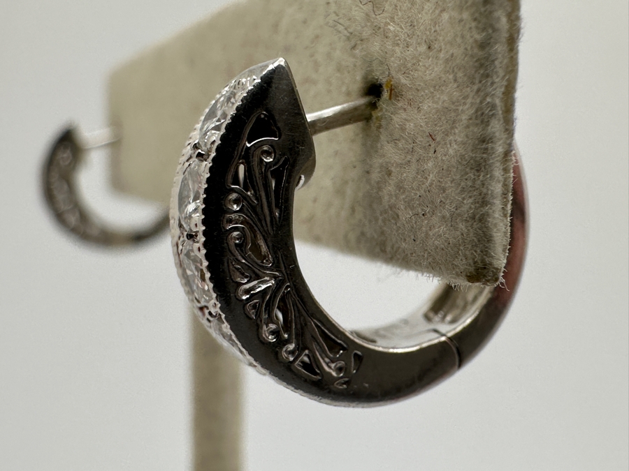 14k Gold Diamond Earrings Set With (10) 3mm Round Diamonds SI1-SI2 F-G Color Est. 1.0cttw 5.0g Retails $3,000 [Photo 5]