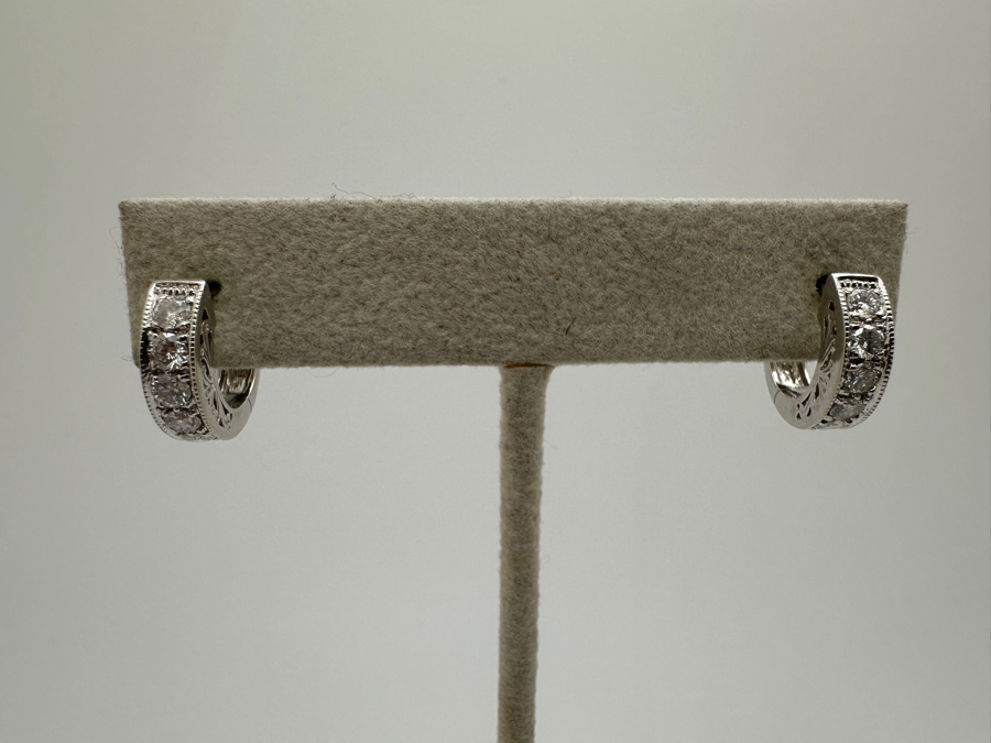 14k Gold Diamond Earrings Set With (10) 3mm Round Diamonds SI1-SI2 F-G Color Est. 1.0cttw 5.0g Retails $3,000 [Photo 4]