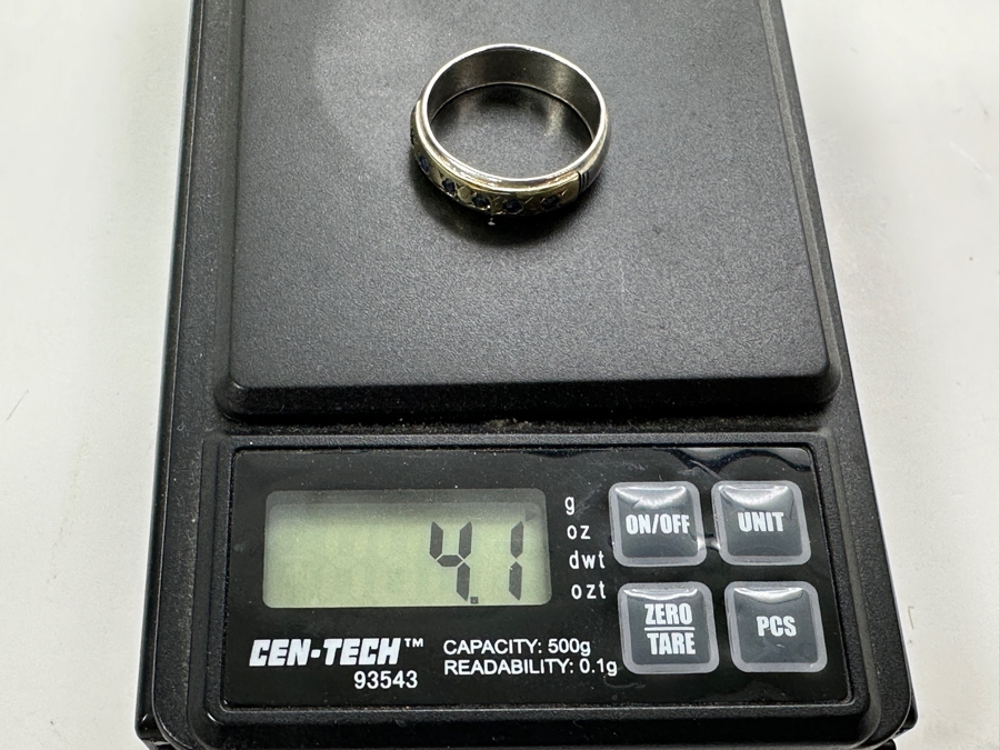 Sterling Silver / 14k Gold Ring Set With (6) 2mm Black Sapphires Size 8 4.1g Retails $400 [Photo 7]