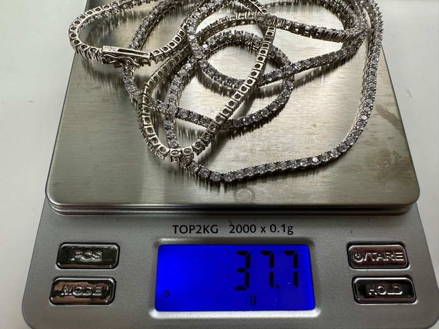 Sterling Silver Cz 34' Necklace 37.7g [Photo 8]
