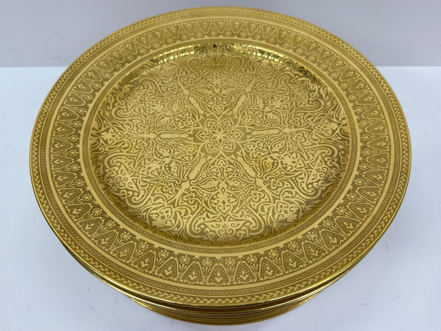 Goa France Limoges Hand Painted Gold Porcelain 10 3/8' Dinner Plates From The Hotel Del Coronado Owned By The Former Owner Of The Hotel, John S. Alessio [Photo 3]