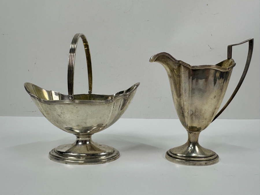 Gorham Sterling Silver Creamer & Sugar Plymouth Pattern 271.8g Silver Melt Value $308 [Photo 4]