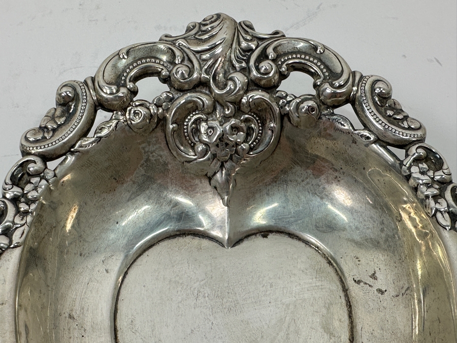 Wallace Sterling Silver Heart Shaped Trinket Dish Grande Baroque Pattern 4.5 X 6 74.7g Silver Melt Value $85 [Photo 4]