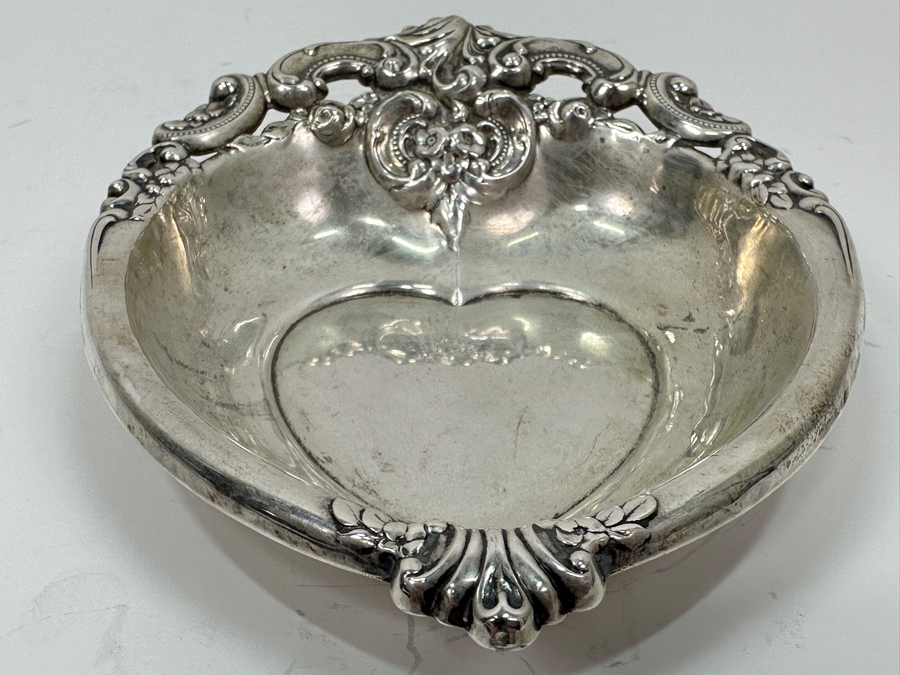 Wallace Sterling Silver Heart Shaped Trinket Dish Grande Baroque Pattern 4.5 X 6 74.7g Silver Melt Value $85 [Photo 5]