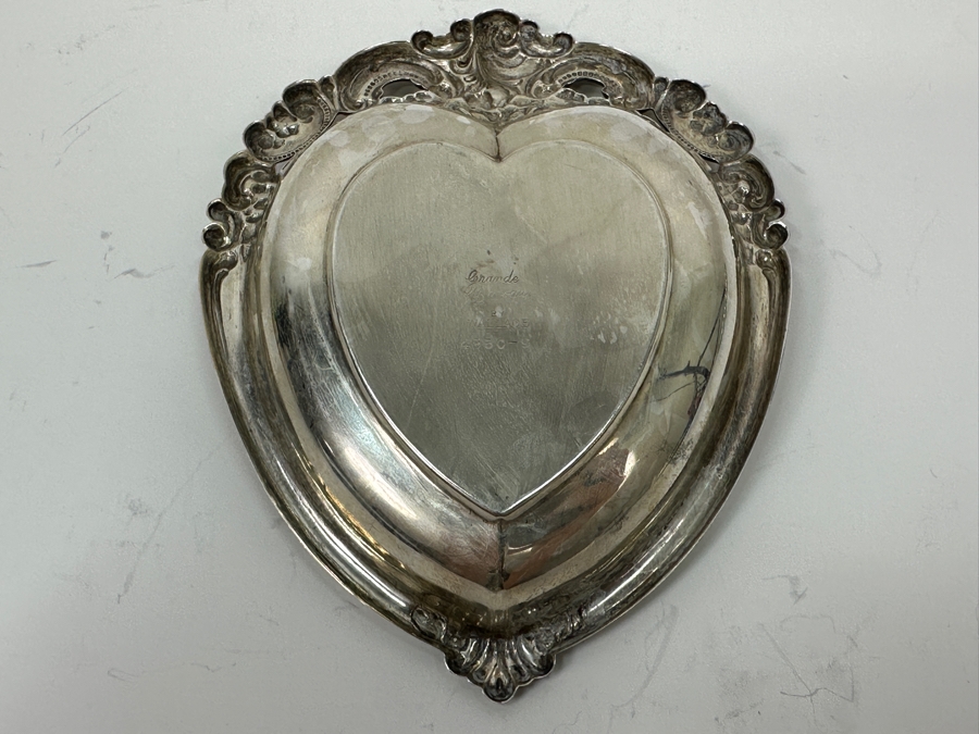Wallace Sterling Silver Heart Shaped Trinket Dish Grande Baroque Pattern 4.5 X 6 74.7g Silver Melt Value $85 [Photo 6]