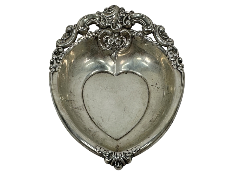 Wallace Sterling Silver Heart Shaped Trinket Dish Grande Baroque Pattern 4.5 X 6 74.7g Silver Melt Value $85