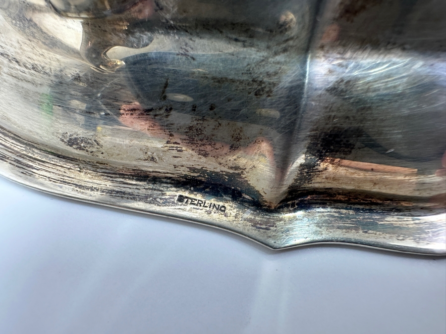 Sterling Silver Handled Dish 10.5W X 7D X 1.5H 459.6g Silver Melt Value $521 [Photo 7]