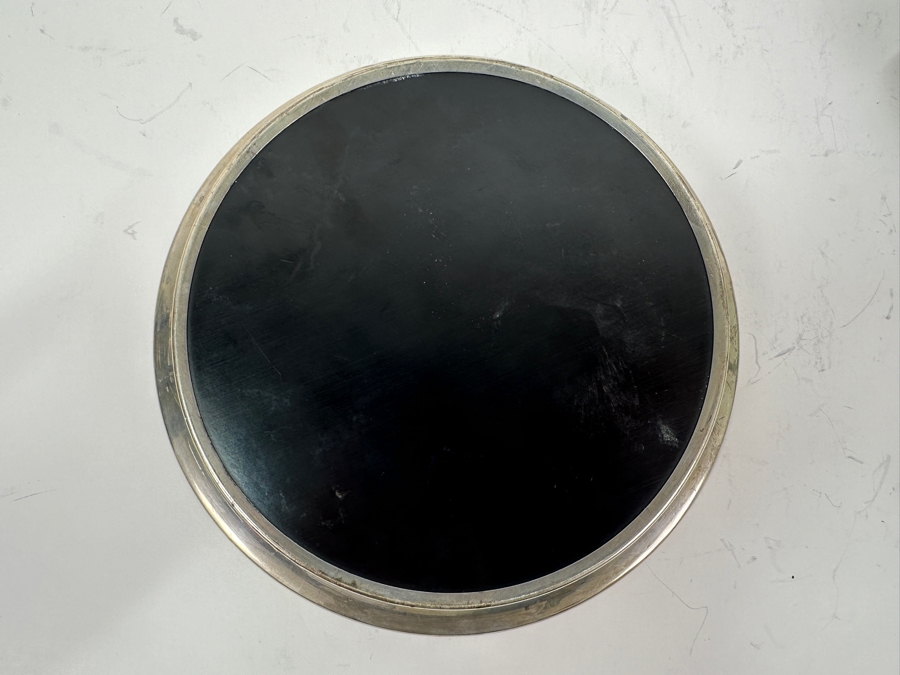 B&M Sterling Silver (8) 2'H Cordial Cups Shot Glasses With Sterling Silver Rimmed 7.5' Round Tray Total Sterling Silver Weight Without Tray 197g Silver Melt Value Without Tray $223 [Photo 8]