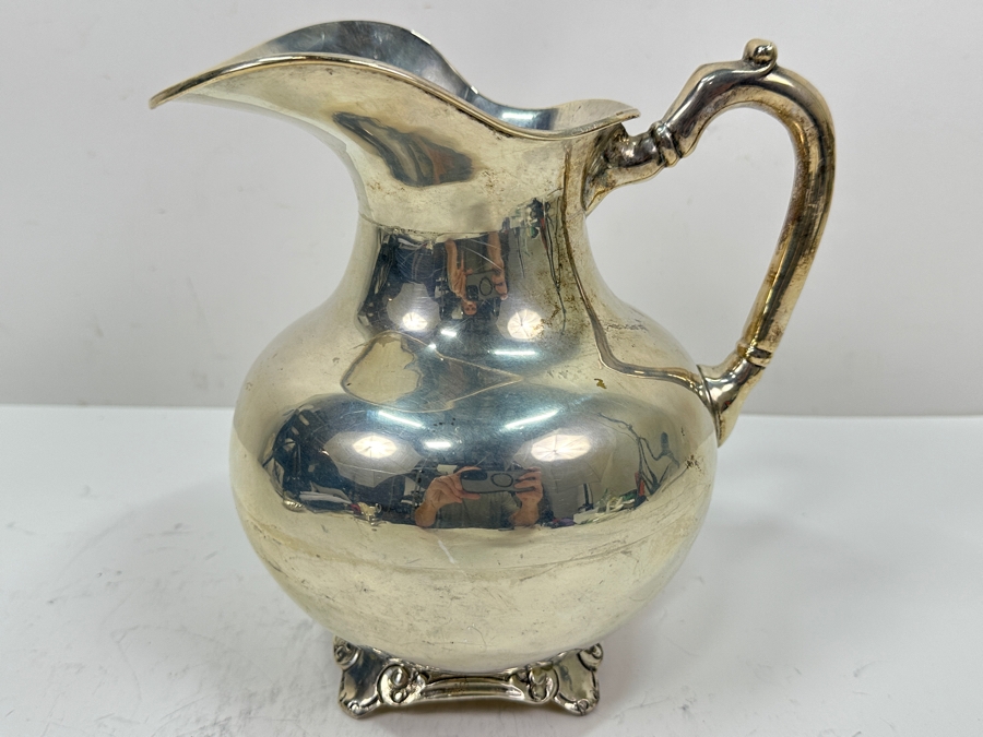 Sterling Silver Mexican Water Pitcher Signed R. Lopez 8.5'H 908g Silver Melt Value $1,029 [Photo 2]