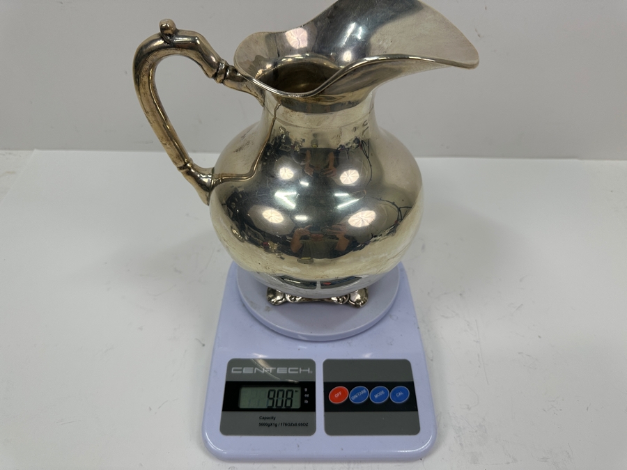 Sterling Silver Mexican Water Pitcher Signed R. Lopez 8.5'H 908g Silver Melt Value $1,029 [Photo 11]