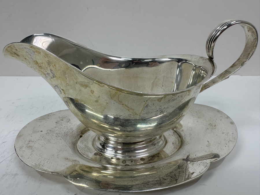 Gorham Sterling Silver Gravy Boat With Underplate 7.5W X 5D X 4H 310g Silver Melt Value $351 [Photo 5]