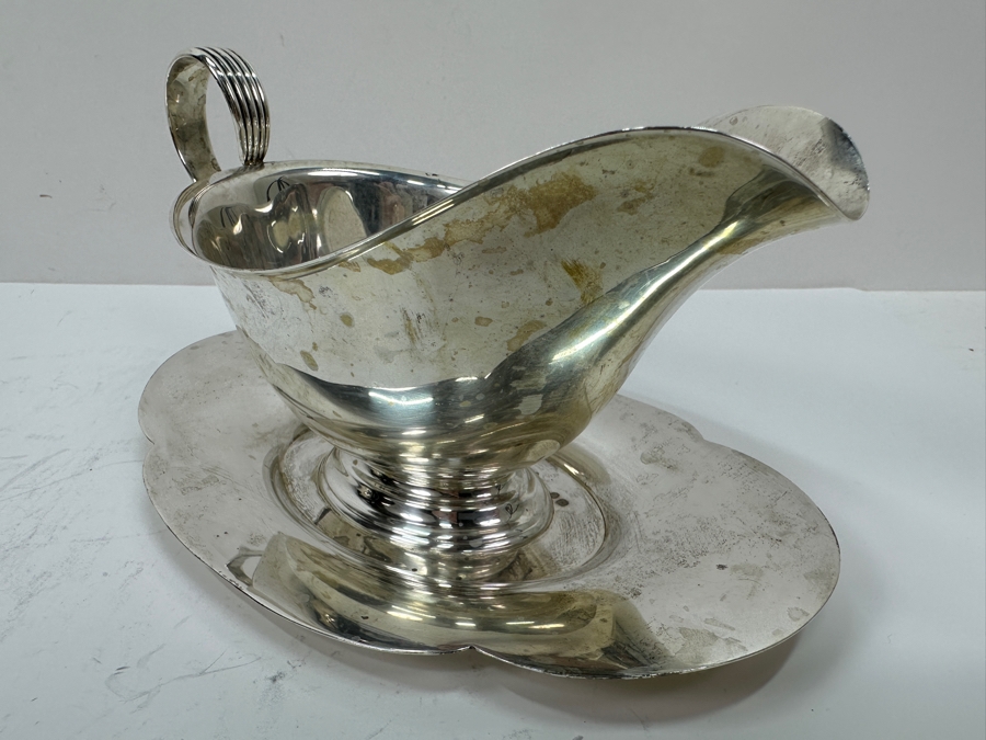 Gorham Sterling Silver Gravy Boat With Underplate 7.5W X 5D X 4H 310g Silver Melt Value $351 [Photo 4]
