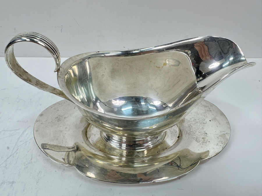 Gorham Sterling Silver Gravy Boat With Underplate 7.5W X 5D X 4H 310g Silver Melt Value $351 [Photo 3]