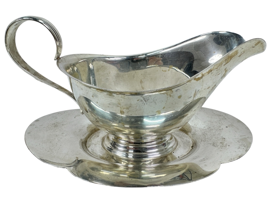 Gorham Sterling Silver Gravy Boat With Underplate 7.5W X 5D X 4H 310g Silver Melt Value $351 [Photo 1]