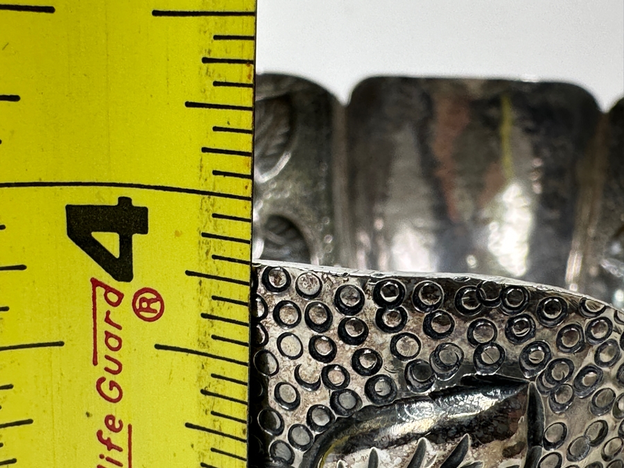 Sterling Silver Repousse Mexican Footed Bowl 8.5W X 3.75H 542g Silver Melt Value $614 [Photo 11]