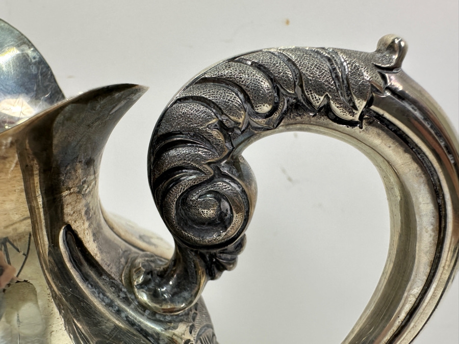 Stunning Sterling Silver Repousse Mexican Water Pitcher 9.5'H Hallmarked 1,013g Silver Melt Value $1,148 [Photo 6]