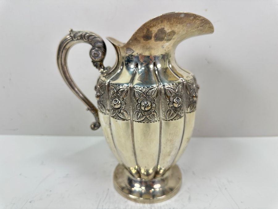 Stunning Sterling Silver Repousse Mexican Water Pitcher 9.5'H Hallmarked 1,013g Silver Melt Value $1,148 [Photo 10]
