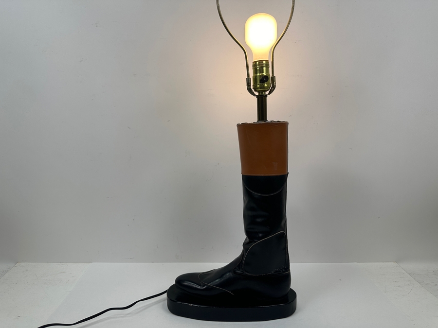 Custom Horse Jockey's Boot Mounted As A Table Lamp Without Shade 31'H [Photo 7]