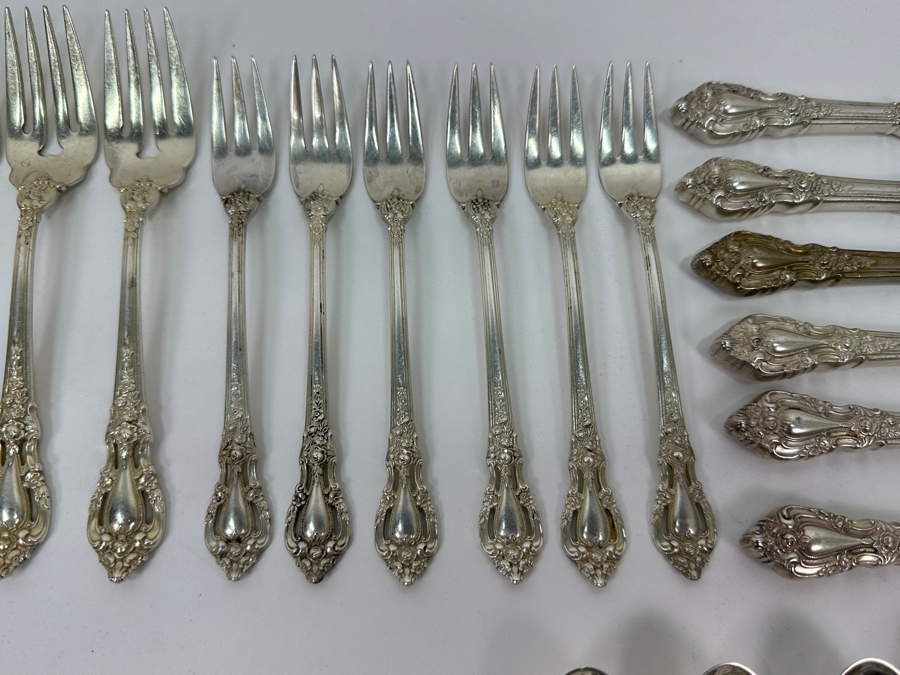 Lunt Sterling Silver Eloquence Flatware Service For Six - 48 Pieces - Sterling Silver Weight (Not Including Knives) 1,531g Silver Melt Value $1,734 [Photo 5]