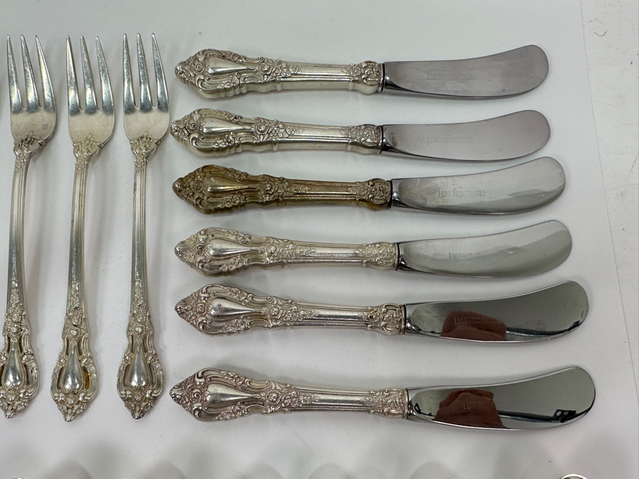 Lunt Sterling Silver Eloquence Flatware Service For Six - 48 Pieces - Sterling Silver Weight (Not Including Knives) 1,531g Silver Melt Value $1,734 [Photo 10]