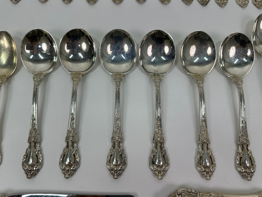 Lunt Sterling Silver Eloquence Flatware Service For Six - 48 Pieces - Sterling Silver Weight (Not Including Knives) 1,531g Silver Melt Value $1,734 [Photo 7]