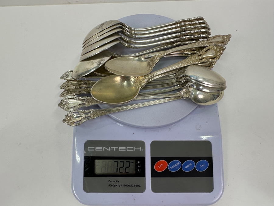 Lunt Sterling Silver Eloquence Flatware Service For Six - 48 Pieces - Sterling Silver Weight (Not Including Knives) 1,531g Silver Melt Value $1,734 [Photo 16]