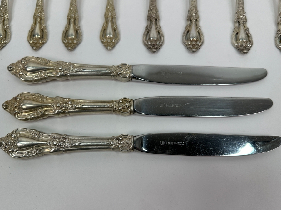 Lunt Sterling Silver Eloquence Flatware Service For Six - 48 Pieces - Sterling Silver Weight (Not Including Knives) 1,531g Silver Melt Value $1,734 [Photo 9]