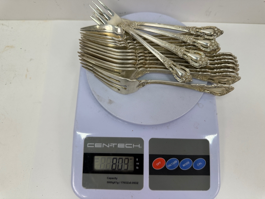 Lunt Sterling Silver Eloquence Flatware Service For Six - 48 Pieces - Sterling Silver Weight (Not Including Knives) 1,531g Silver Melt Value $1,734 [Photo 14]