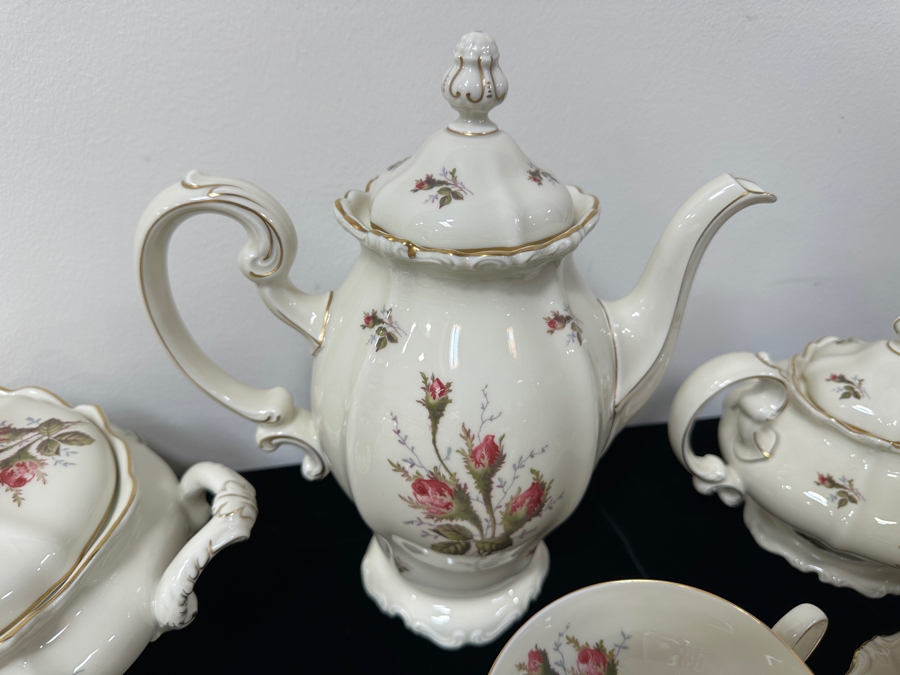 Rosenthal Germany China Service Moss Rose Pattern Approximate Service For Six With Coffee, Teapot, Creamer & Sugar, Bowls, Platters & Covered Bowls [Photo 3]