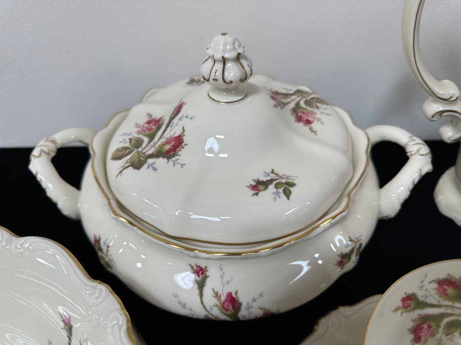 Rosenthal Germany China Service Moss Rose Pattern Approximate Service For Six With Coffee, Teapot, Creamer & Sugar, Bowls, Platters & Covered Bowls [Photo 11]