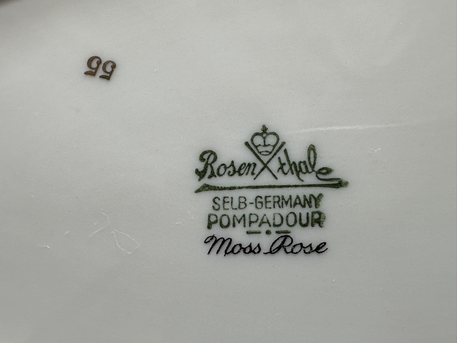 Rosenthal Germany China Service Moss Rose Pattern Approximate Service For Six With Coffee, Teapot, Creamer & Sugar, Bowls, Platters & Covered Bowls [Photo 15]
