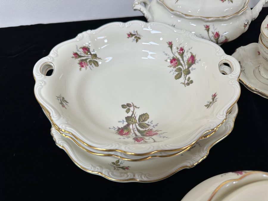 Rosenthal Germany China Service Moss Rose Pattern Approximate Service For Six With Coffee, Teapot, Creamer & Sugar, Bowls, Platters & Covered Bowls [Photo 12]