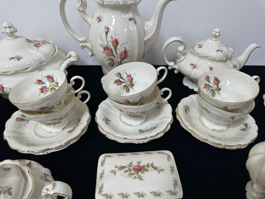Rosenthal Germany China Service Moss Rose Pattern Approximate Service For Six With Coffee, Teapot, Creamer & Sugar, Bowls, Platters & Covered Bowls [Photo 5]