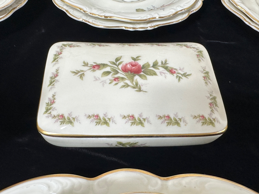 Rosenthal Germany China Service Moss Rose Pattern Approximate Service For Six With Coffee, Teapot, Creamer & Sugar, Bowls, Platters & Covered Bowls [Photo 14]