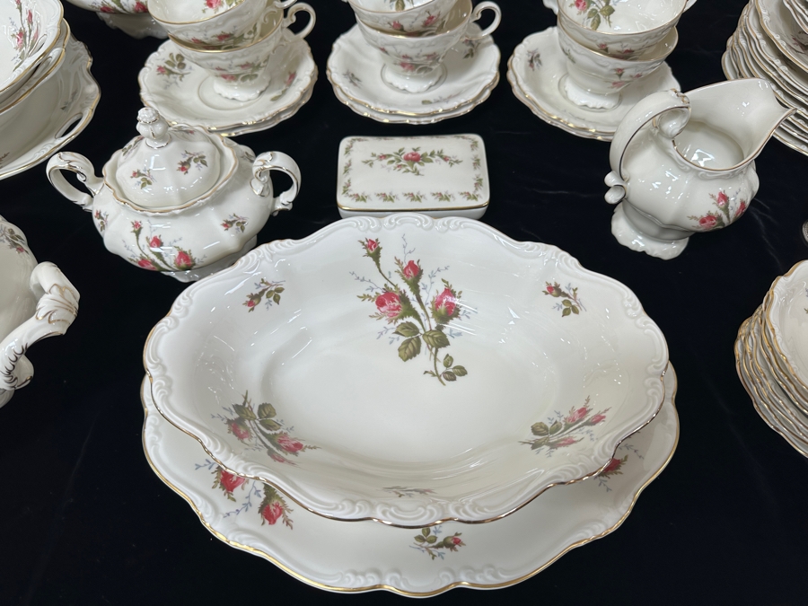 Rosenthal Germany China Service Moss Rose Pattern Approximate Service For Six With Coffee, Teapot, Creamer & Sugar, Bowls, Platters & Covered Bowls [Photo 6]